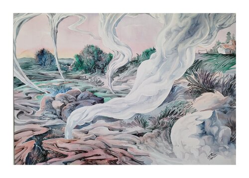 Turbas ardiendo by Juan González-Gallego Espinosa, 회화 for Sale on Singulart