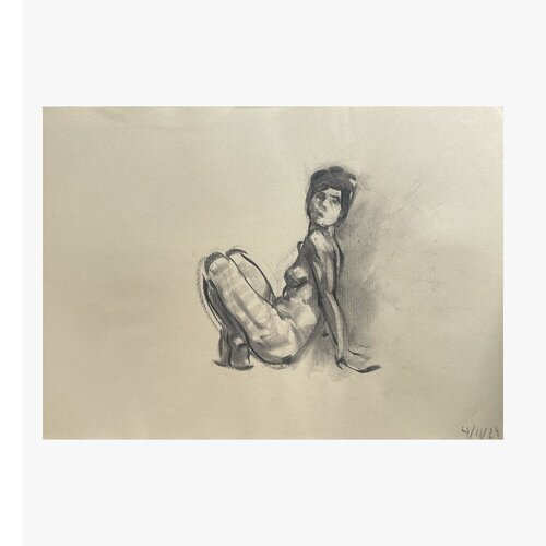Woman on kraft #4 by Adrià Cabiscol, Drawing for Sale on Singulart
