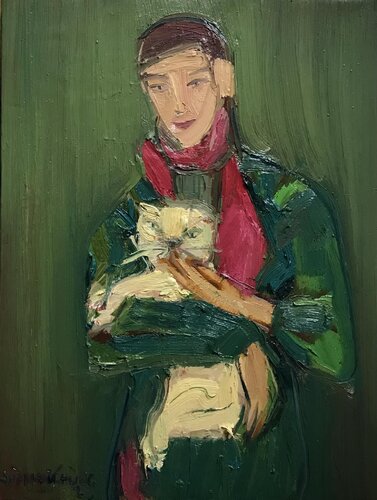 Christmas And Fluffy Cat di Đoàn Đức Hùng, Pittura in vendita su Singulart
