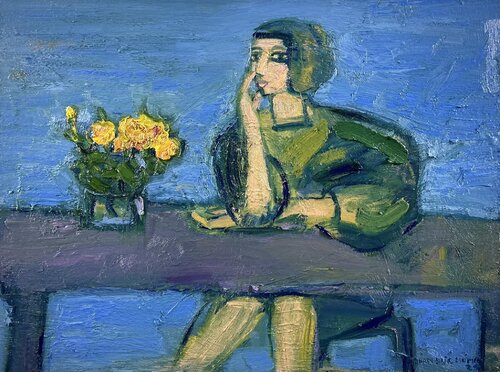 She And Yellow Rose by Đức Hùng Đoàn, Painting for Sale on Singulart