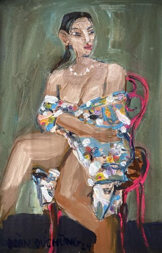 Red Chair by Đức Hùng Đoàn, Painting for Sale on Singulart