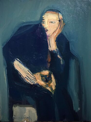 He And Siamese Cat by Đức Hùng Đoàn, Painting for Sale on Singulart