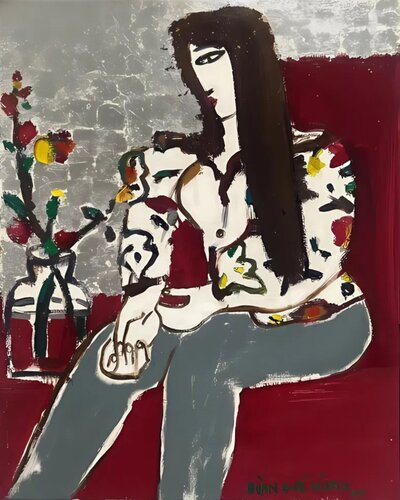 Woman With Flowers di Đoàn Đức Hùng, Pittura in vendita su Singulart