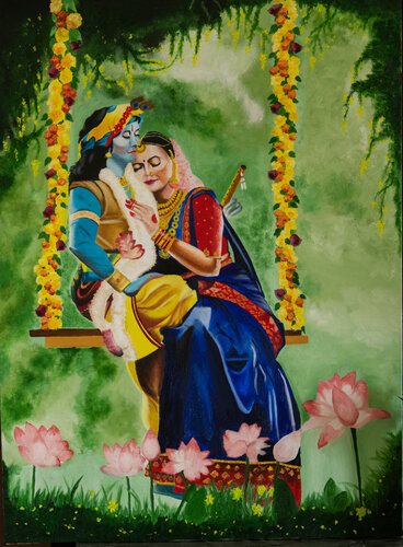 Radha Krishna par Smiitaa Chatterjee, Peinture en vente sur Singulart