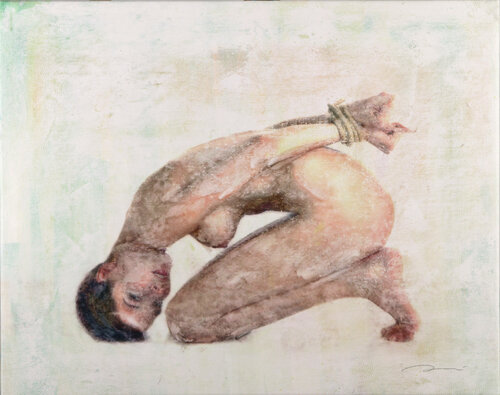 # 254 DAMA CON CUERDA OFRECIENDO LA SUMISION QUE LA SOCIEDAD LE IMPUSO AL NACER (LADY WITH ROPE OFFERING THE SUBMISSION THAT SOCIETY IMPOSED ON HER AT BIRTH) van ENRIC AROMI-MASRIERA, Schilderij te koop op Singulart