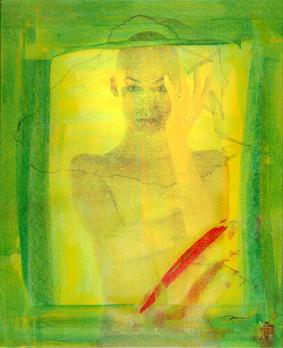 241 MOMENTO DE SARAH ANTE EL ESPEJO VERDE van ENRIC AROMI-MASRIERA, Schilderij te koop op Singulart