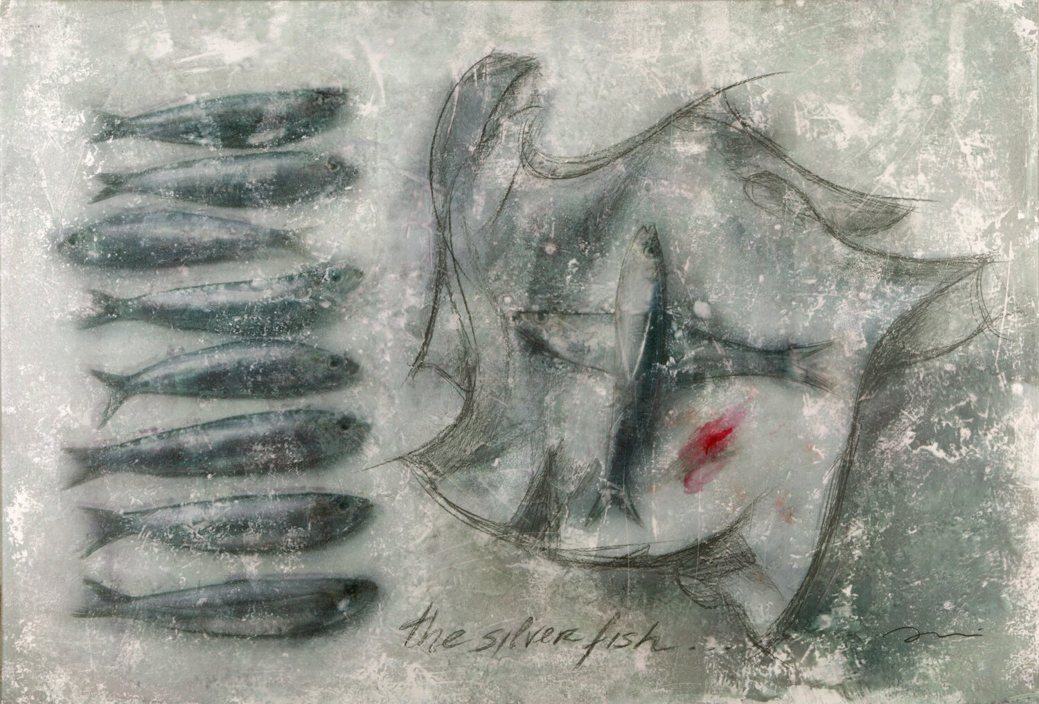 250 THE SILVER FISH CLOSE TO BE WRAPPED ENRIC AROMI-MASRIERA Originalgemälde zu verkaufen
