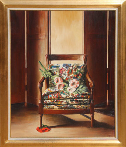 Le Fauteuil aux Fleurs par Patrick Le Flohic, Peinture en vente sur Singulart