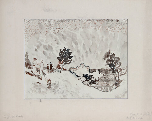 Landscape of Coast in Sepia by Eugen von Kahler, 종이 for Sale on Singulart