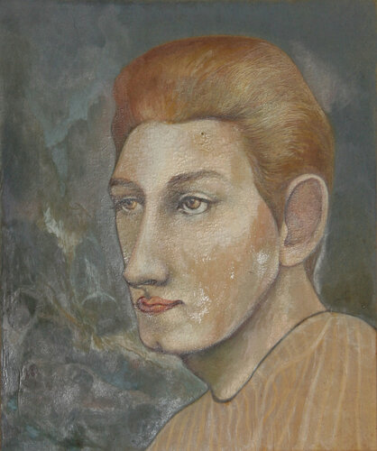 Portrait in Striped Shirt (46) par John F. Leonard, Peinture en vente sur Singulart