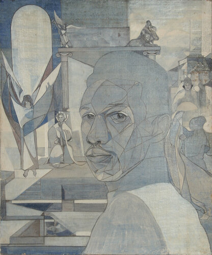 Self-Portrait with Angel (2) par John F. Leonard, Peinture en vente sur Singulart