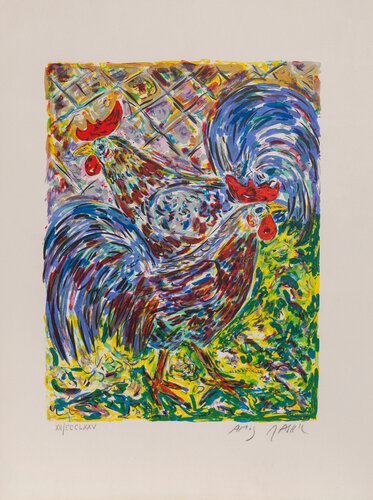 Roosters by Amos Yaskil, 인쇄 for Sale on Singulart