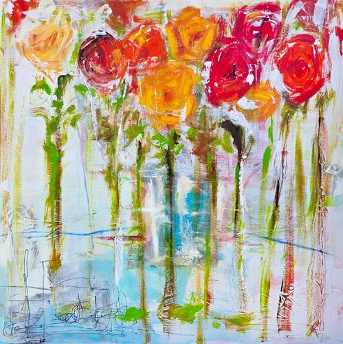 Flowers I by Nancy Alhabashi, 회화 for Sale on Singulart