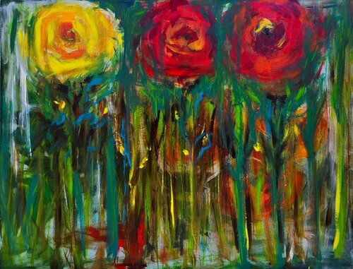 Flowers II  by Nancy Alhabashi, 회화 for Sale on Singulart