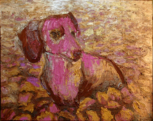 Chien rose par JIri Hanibal, Peinture en vente sur Singulart