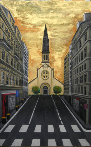 Eglise Jeanne d'Arc par JIri Hanibal, Peinture en vente sur Singulart