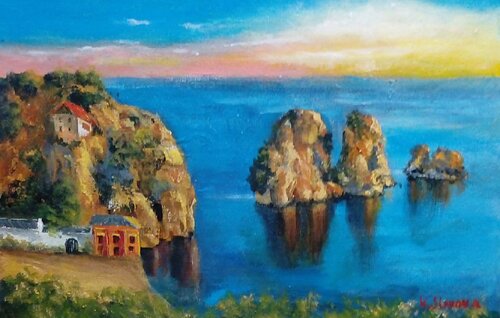 Coast of Italy par Katia Slavova, Peinture en vente sur Singulart