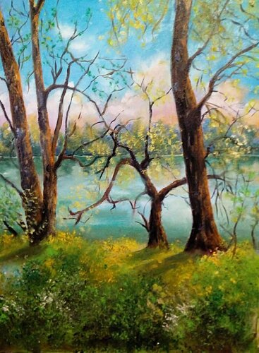 Morning on the Main River par Katia Slavova, Peinture en vente sur Singulart