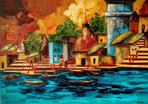 Embers of Kashi par Sonali Sihi, Peinture en vente sur Singulart