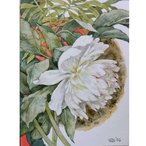 White Peony par Svitlana Fesenko, Peinture en vente sur Singulart