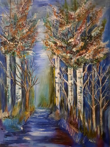 The forest river by Adela Stoian, Painting for Sale on Singulart