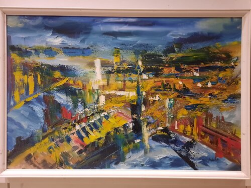 THE CITY AT SUNSET van Adela Stoian, Schilderij te koop op Singulart