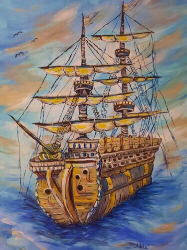 OLD SHIP van Adela Stoian, Schilderij te koop op Singulart
