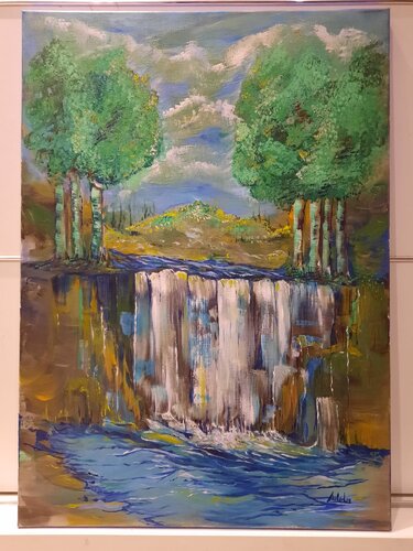 FOREST WATERFALL van Adela Stoian, Schilderij te koop op Singulart