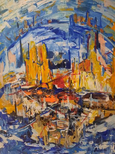 THE CITY IN THE MORNING van Adela Stoian, Schilderij te koop op Singulart