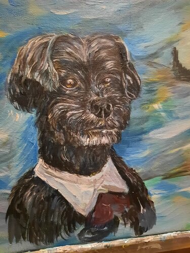 Black dog van Adela Stoian, Schilderij te koop op Singulart