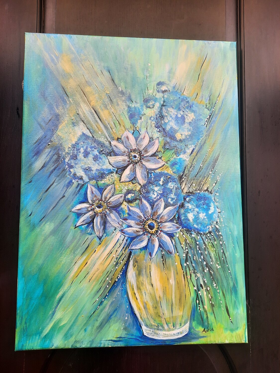 BLUE FLOWERS Adela Stoian Pintura original en venta