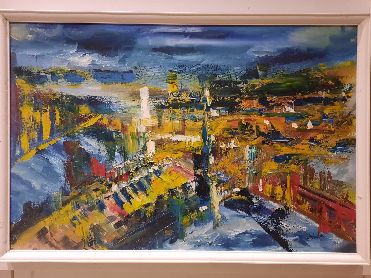 THE CITY AT SUNSET Adela Stoian Dipinto originale in vendita