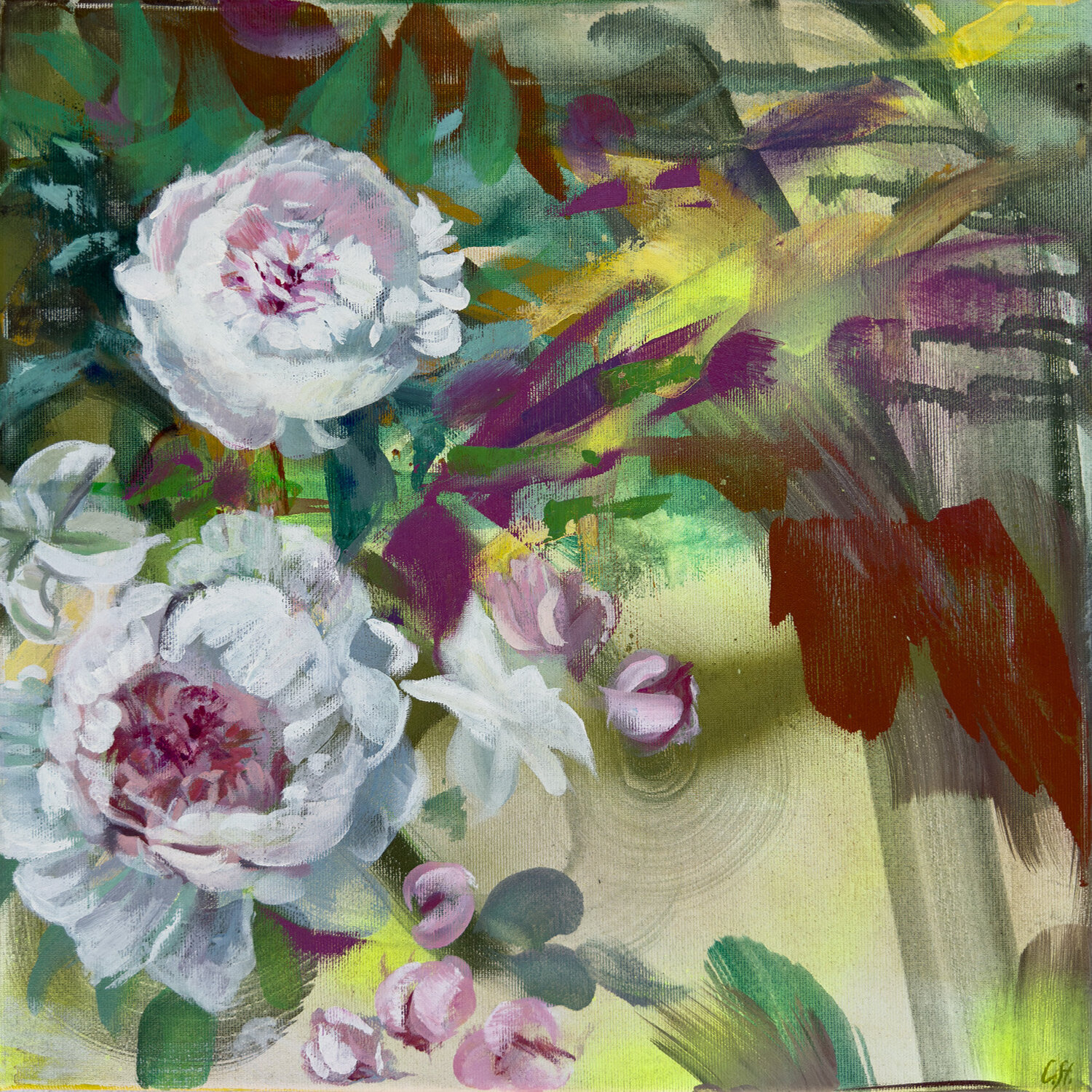 Flowers - Flying Brushes Cynthia Stämpfli Dipinto originale in vendita