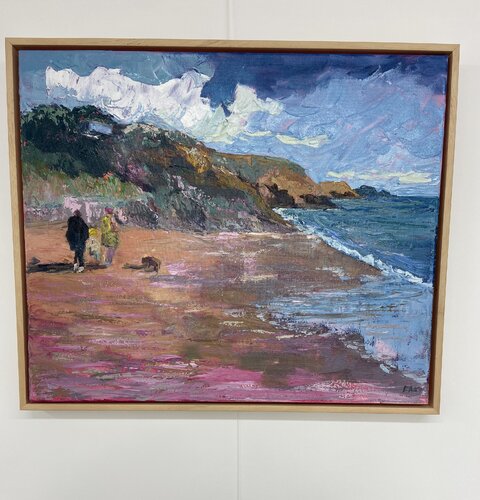 Walking The Shore, Freshwater East. 1. by Fiona Jenkins, Painting for Sale on Singulart