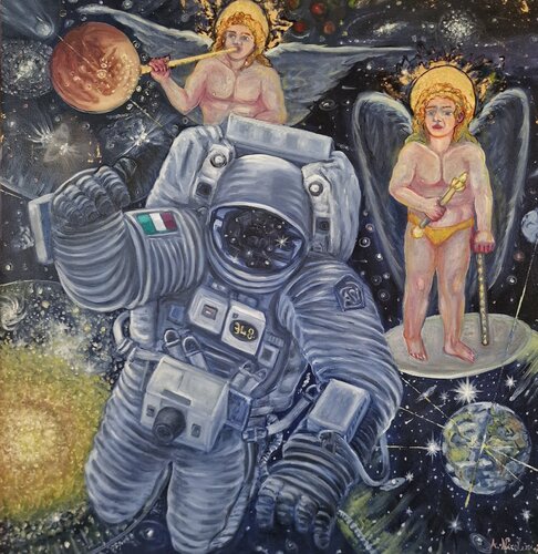 L'astronauta Italiano by Antonino Nicolini, 회화 for Sale on Singulart