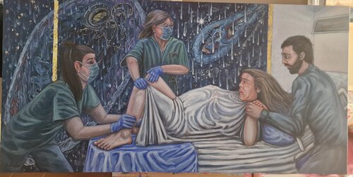 Il parto by Antonino Nicolini, Painting for Sale on Singulart