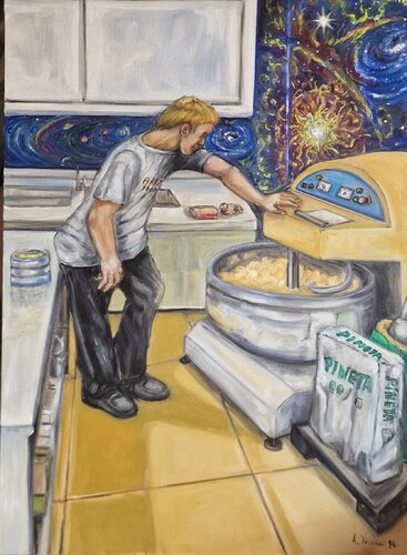 Impastatore in attesa van Antonino Nicolini, Schilderij te koop op Singulart