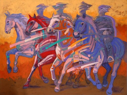 Four Horsemen On a Horizon by Igor Cvacho, 油畫 for Sale on Singulart