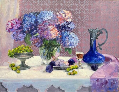 Hydrangeas in Purple by Lana Popova, Painting for Sale on Singulart