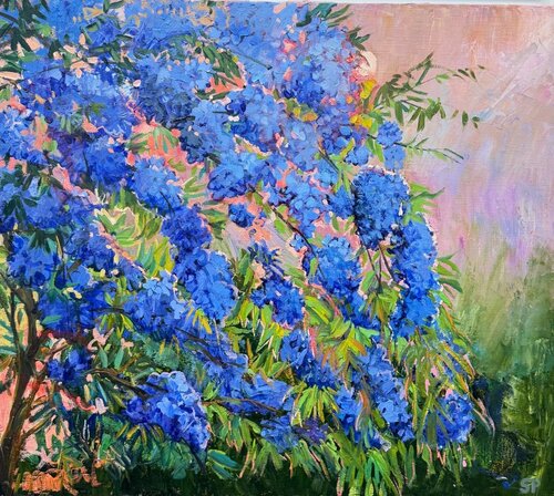 Blooming Bush at Dusk by Lana Popova, Painting for Sale on Singulart