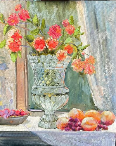 Ornamental Vase with Floral Arrangement von Lana Popova, Malerei kaufen auf Singulart