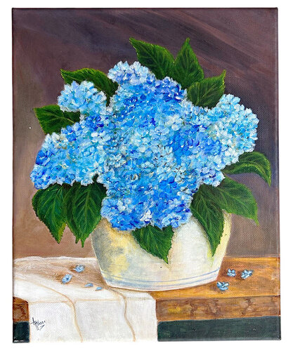Les fleurs bleues par Anne Pierre, Peinture en vente sur Singulart