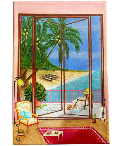 La ventana desde el Caraïbe by Anne Pierre, 회화 for Sale on Singulart
