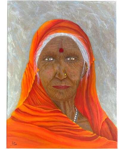 Una cara de la India par Anne Pierre, Peinture en vente sur Singulart