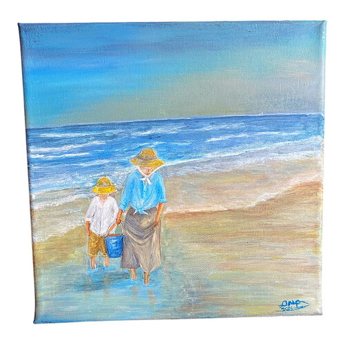 Pescar a la orilla de la olas by Anne Pierre, Painting for Sale on Singulart