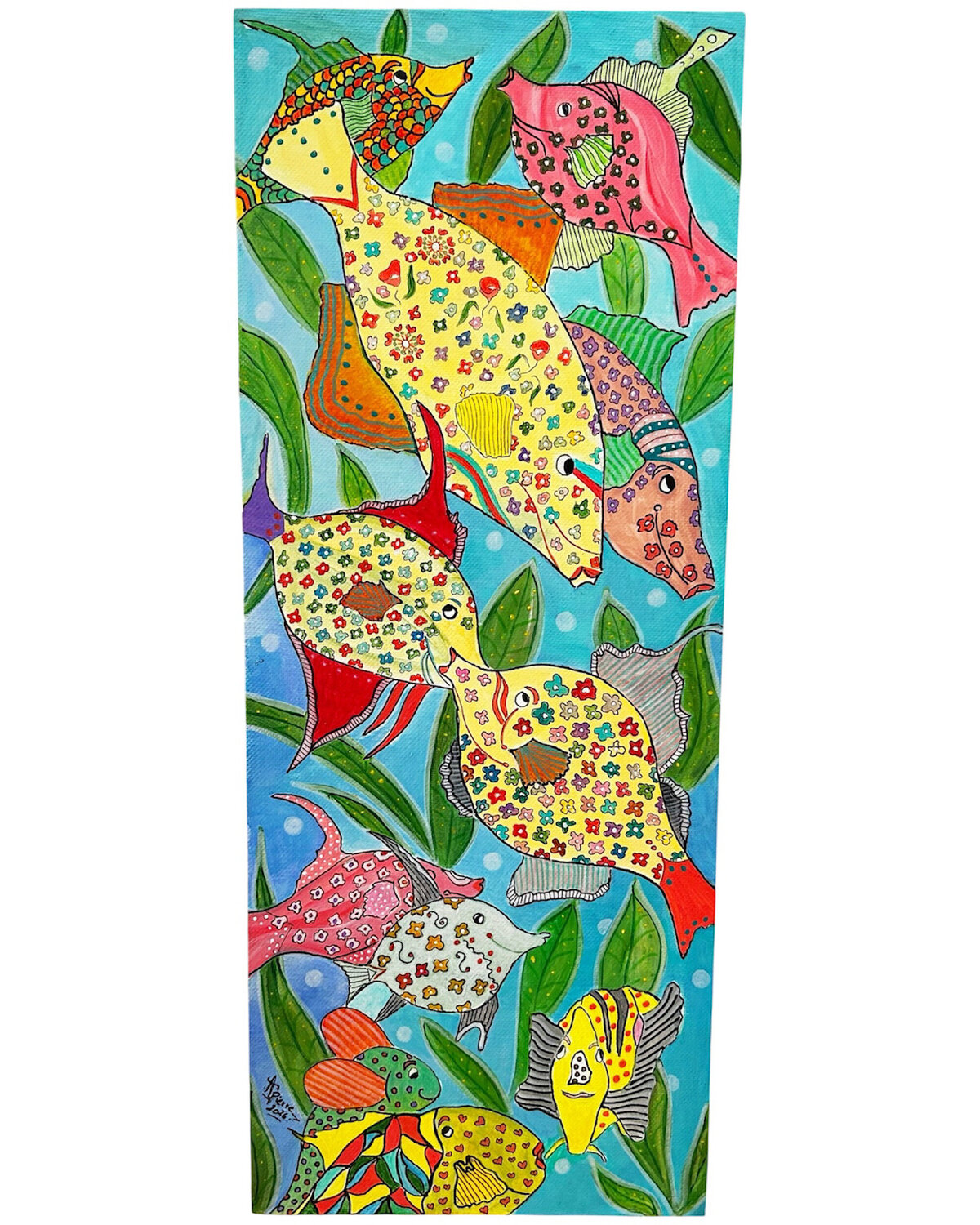 Poissons en fleurs Anne Pierre Original painting for sale