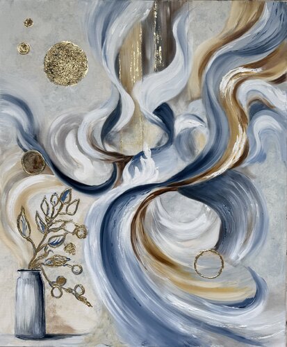 Flow of Light and Gold di Ирина Кленке, Pittura in vendita su Singulart