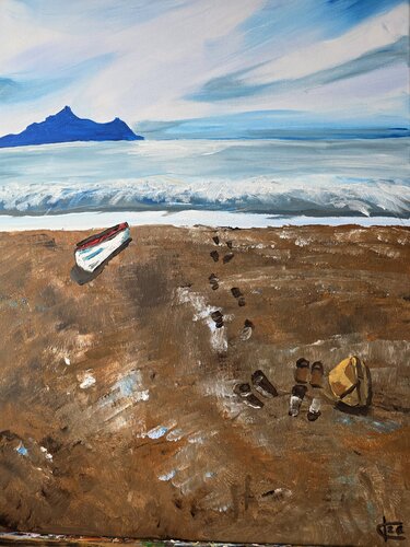 I left my Footprint in Sarti, greece by Kerstin Cornely, 회화 for Sale on Singulart