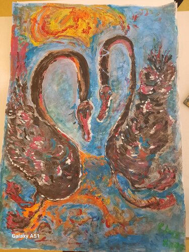 Black swans von Caroline Lingg, Werk auf Papier kaufen auf Singulart