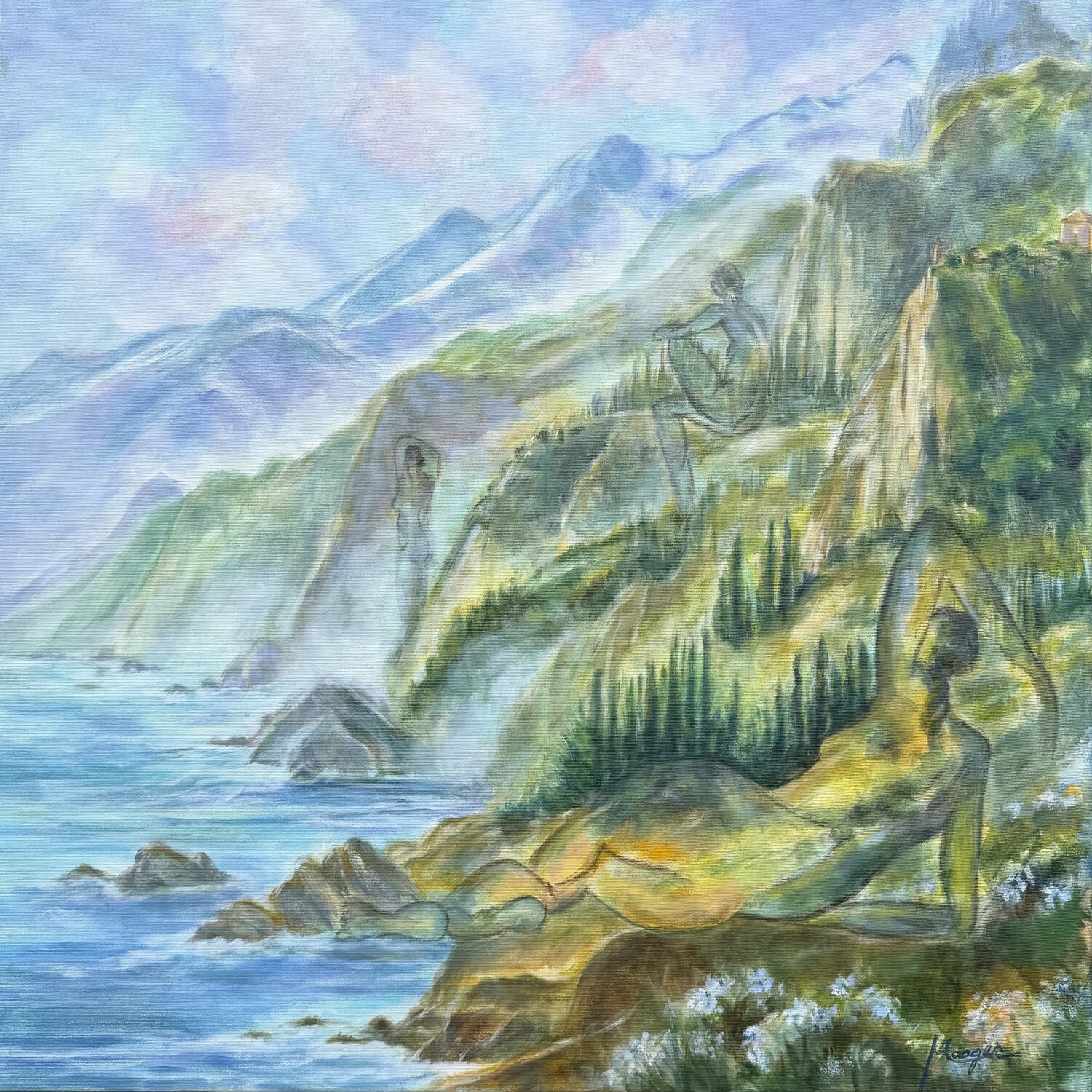 The Spirits of Mount Athos Evelyne Maager Origineel schilderij te koop